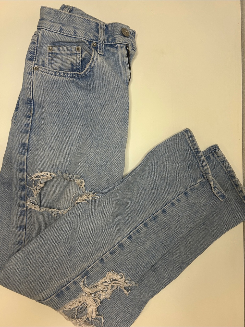 BDG Light Wash Distressed Straight Leg Jeans